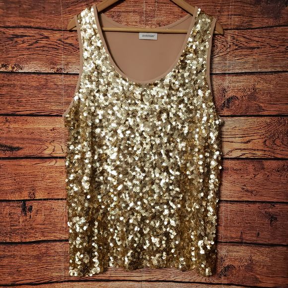 plus size gold sequin top